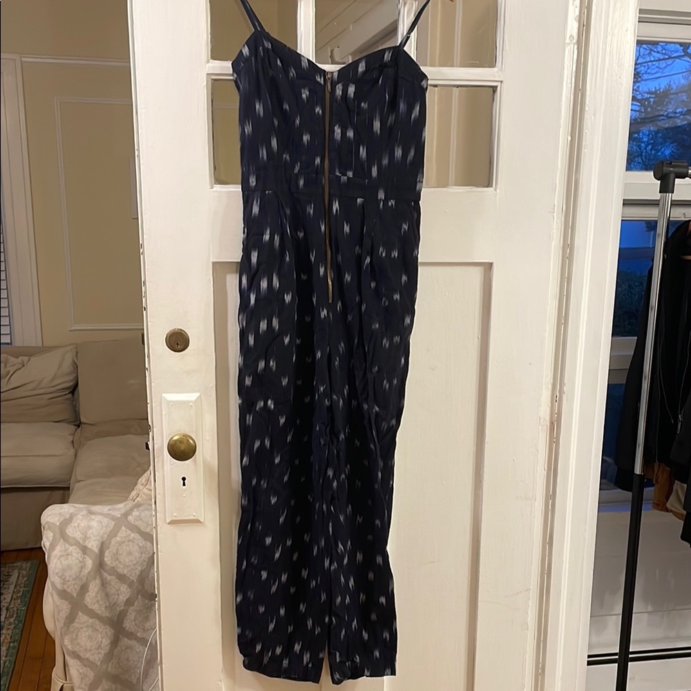 Elevenses US 10 Navy Jumpsuit with V-Neck Sipper